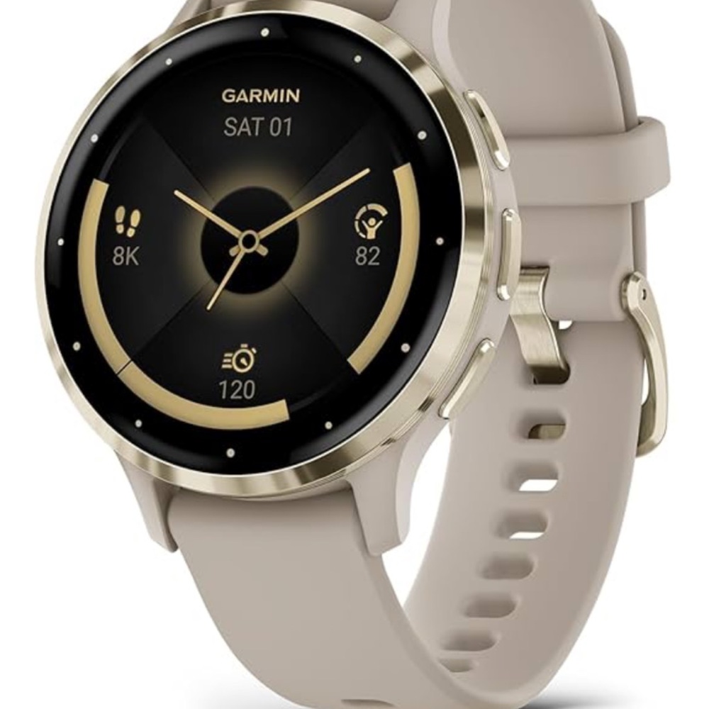 Garmin Cream Smartwatch with Gold Highlights